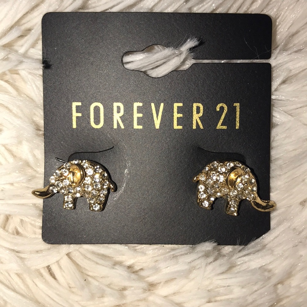 Gold and diamond elephant earrings